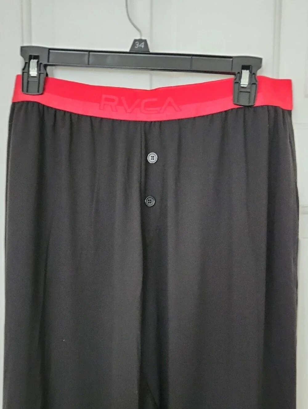 RVCA Black Lounge Pants with Red Elastic Waistband